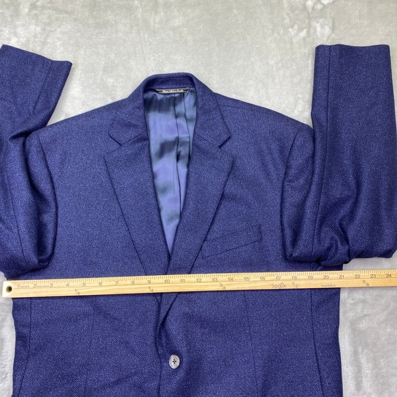 Gene Hiller Loro Piana Canada Wool Blazer Men Sz 42S Blue Herringbone Sport Coat - Picture 8 of 14